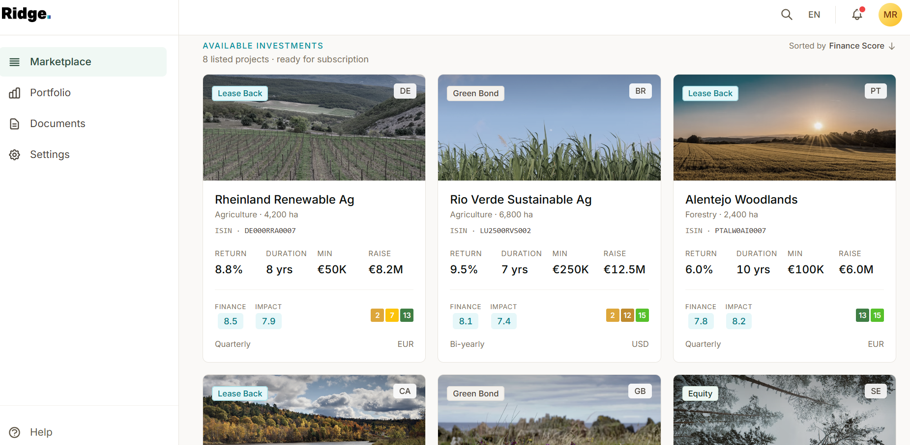 Ridge investor marketplace